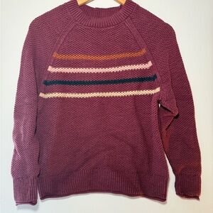 Sonoma Women's Knit Sweater - Plum with Stripes